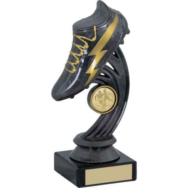 Football Boot on Marble in Antique Silver with Gold Trim Thumbnail